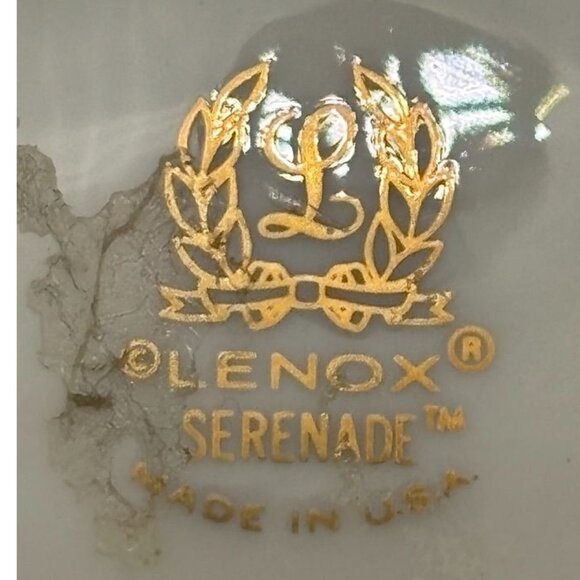 Vintage Lenox Serenade Small Decorative Dish Bowl Gold Rim Bird Flower Motif USA - Picture 12 of 13